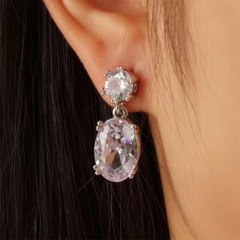 Drop-shaped Rhinestones Earrings  Alloy Oval Earrings