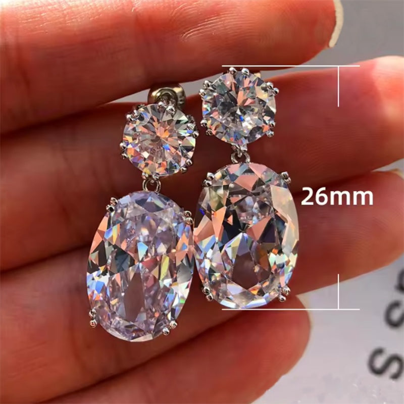 Drop-shaped Rhinestones Earrings  Alloy Oval Earrings